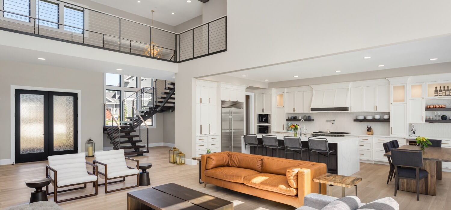 Bright open-concept living space with soft white walls, the kind painters in Eudora, KS refresh